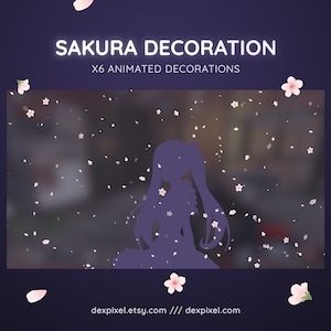 x6 Cheery Blossom Stream Cute Pastel Sakura Decoration | Falling Animated Sakura Decorations | Animated Stream Decor | Vtuber Decoration