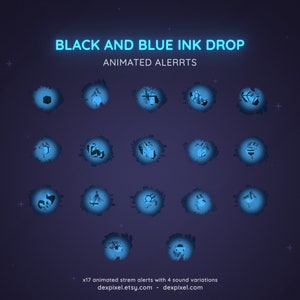 Animated Ink Drop Black and Blue Ink Drop Animated Twitch Alerts | Stream Notifications ...