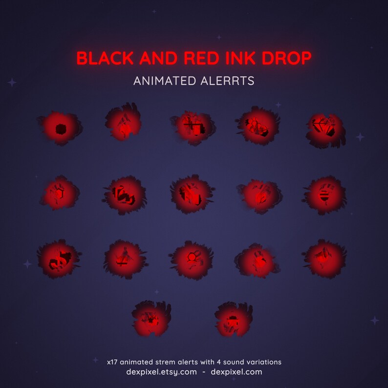 Animated Ink Drop Black and Red Ink Drop Animated Twitch Alerts | 17 Webm Alerts - Etsy