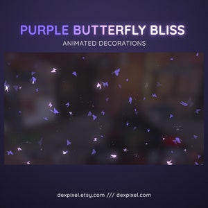 Butterfly Bliss Purple Magic Decoración / 5 Mariposas Stream Decoraciones / Lindo Pastel Animado Stream Decor / Vtuber Stream Decoración
