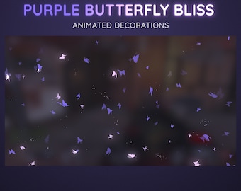 Decoração animada de borboleta roxa para transmissão ao vivo | Decoração para Vtuber