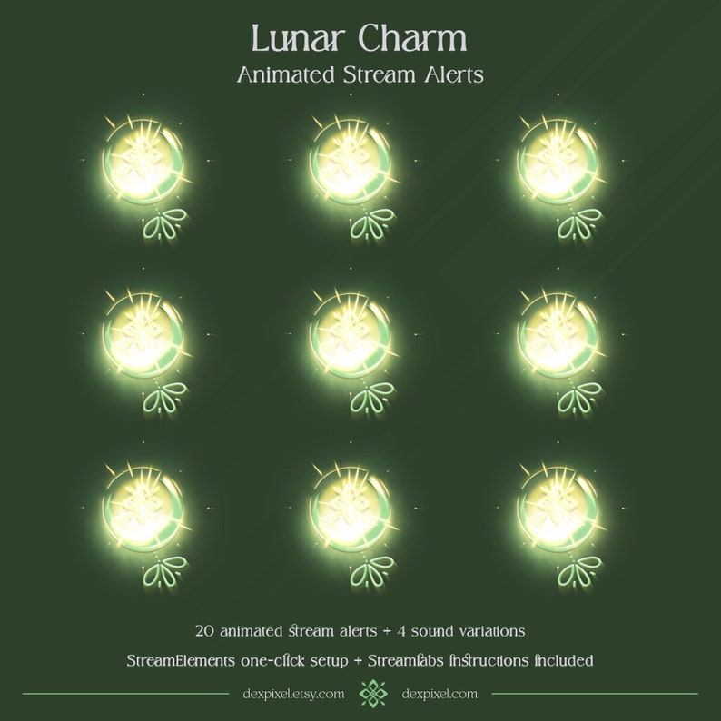 Green Lunar Charm Animated Stream Alerts | Twitch, Youtube - Etsy