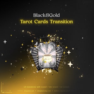 Schwarz Gold Tarot Karten Holographischer Übergang | x4 Magischer Himmlischer Strom Übergang | Twitch Übergang | Kessel, Voodoo-Puppe, Motte, Edelstein