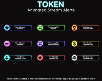 150 Token Animierte Twitch Stream Benachrichtigungen | 10 verschiedene Farben | Twitch Stream Benachrichtigungen | Streamlabs und StreamElements warnt