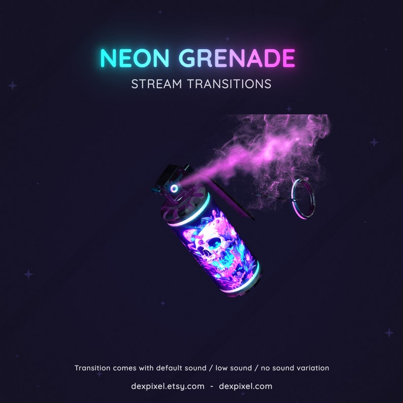 Neon Blue and Pink Grenade Flashbang Stream Transition | Shooter FPS Stream Transition | Twitch Vtuber Transition OBS | Stinger Twitch