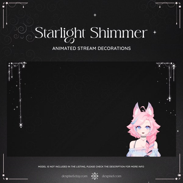 White Starlight Shimmer Stream Decoration | Animated Stars and Deco Decorations | Cute Animated Stream Decor | Vtuber Stream Add-On