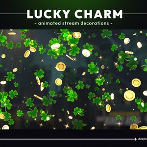 Lucky Charm St.Patrick&#39;s Shamrock Animated Decoration | Stream Decorations | Cute Animated Stream Decor | Vtuber Stream Decoration