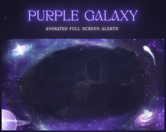Purple Galaxy Nebula Animated Stream Alerts | Cosmic Space and Planets Alerts | Galactic Twitch | Vtuber | Full-Screen Alerts