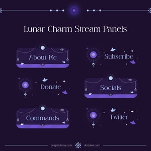 Lunar Charm Pastel Purple Blue Stream Panels | Stream Panels | Butterflies Panels | Cute Pastel Info Panels | Vtuber Aesthetics Panels