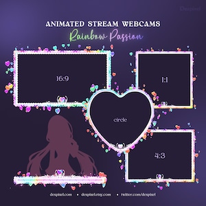 RainbowPassion Heart Webcam Frame | Cute Valentine Gaming Overlays & Animated Stream Webcams for Pastel Vtuber Aesthetics