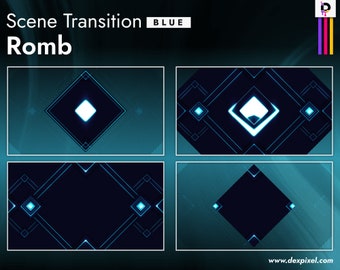 Blue Romb Sci-Fi Stream Scene Transition. Blue OBS Stinger. Abstract Geometric Stream Transition for Twitch or Youtube ( Video Editing)