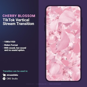 Pink Sakura Cherry Blossom Vertical Transition | OBS Stinger | Animated Stream Transition | Streamlabs Scenes Stinger | TikTok Transition