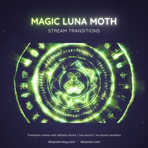 Green Luna Moth Witch Stream-övergång | Animerad Stinger (WebM)