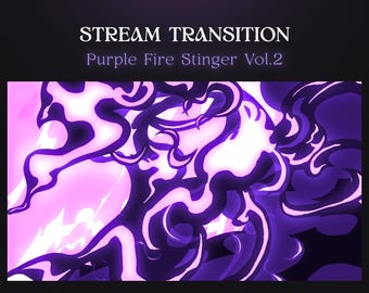 May include: A digital graphic with the text "STREAM TRANSITION" and "Purple Fire Stinger Vol.2". The image features swirling purple and pink abstract shapes, with a dark background. The text at the bottom states the file format and options.