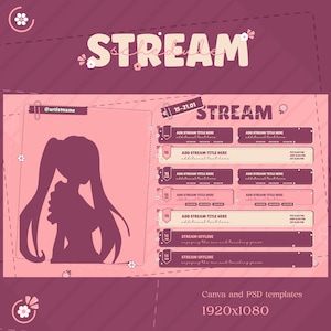 Pastel Pink Stream Schedule | Vtuber Schedule | Simple Weekly Schedule For Streamers | Cute Pastel Color Tones | Canva and PSD included