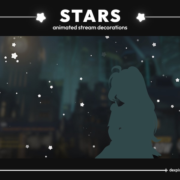 Animated Stars Stream Decoration | 4 Animated Falling Stars Animated Stream Add-on | Stream Particles Stream Decoration | Vtuber Assets