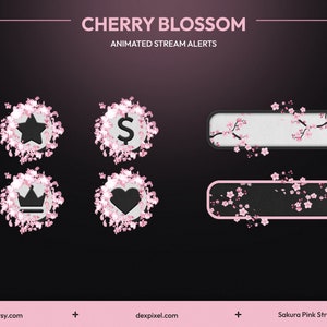Pink Sakura Cherry Blossom Animated Stream Alerts | Twitch Animated Alert | Livestream Floral Alerts | Spring Petals Falling Alerts