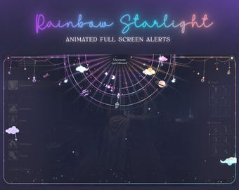 Rainbow Starlight Animated Stream Alerts | Elegant Celestial Stream Alerts | Galaxy Space Planets Twitch | Vtuber | Full-Screen Alerts