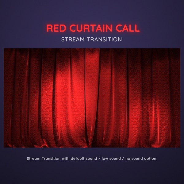 Crimson Red Curtain Call Stream Transition | Theater Curtains Reveal Stinger | Stage Reveal Animated Stream Transition | Velvet Stinger