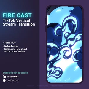 Pastel Blue Fire Flame Cartoon Stream Transition | Flame Vertical TikTok OBS Stinger