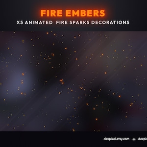 Vuur Sintel Vonken Decoratie | 5 geanimeerde stroomdecoraties oranje | Geanimeerd streamdecor | Vtuber Streamer Scènes Decoratie