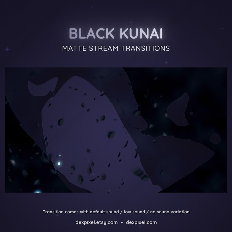 Black Kunai Knives Ninja Matte Stream Transition | Flying Knife Anime Cartoon Transition | Twitch Vtuber Transition OBS | Stinger Twitch