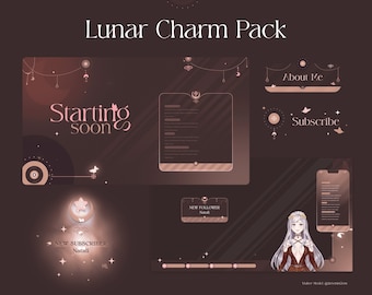 Pastel Brown Lunar Vtuber Stream Pack | Animated Overlays, Alerts