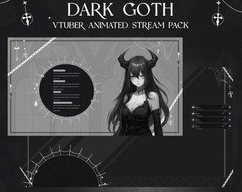 Pakiet strumieniowy Gothic Vampire Vtuber | Czarno-białe animowane nakładki