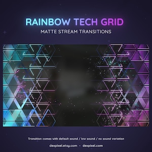 Glitch Rainbow Grid Tech Stream Transition | Glitchy Futuristic and Edgy Stinger | Technology SCI-FI Glitch Transition OBS | Stinger Twitch
