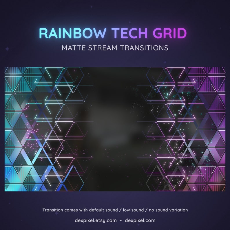 Glitch Rainbow Grid Tech Stream Transition | Glitchy Futuristic and Edgy Stinger | Technology SCI-FI Glitch Transition OBS | Stinger Twitch