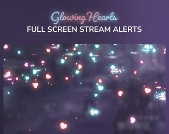 Glowing Hearts Animated Stream Alerts | Red, Cyan, Blue