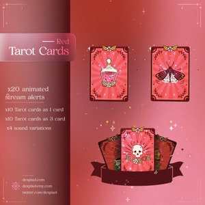 Red Gold Tarot Cards Animated Stream Alerts | Witchy Aesthetics Celestial Alerts | Twitch Alerts | Vtuber Twitch Alert | Streaming Alerts