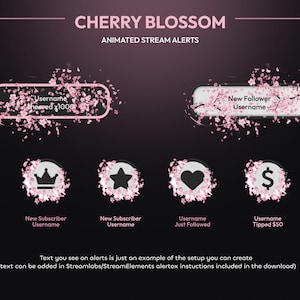 Pink Sakura Cherry Blossom Animated Stream Alerts | Twitch Animated Alert | Livestream Floral Alerts | Spring Petals Falling Alerts