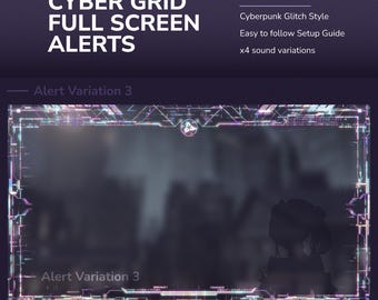 Animated Cyber Grid Twitch Alerts – Chromatic Neon Sci Fi Stream Event Notifications