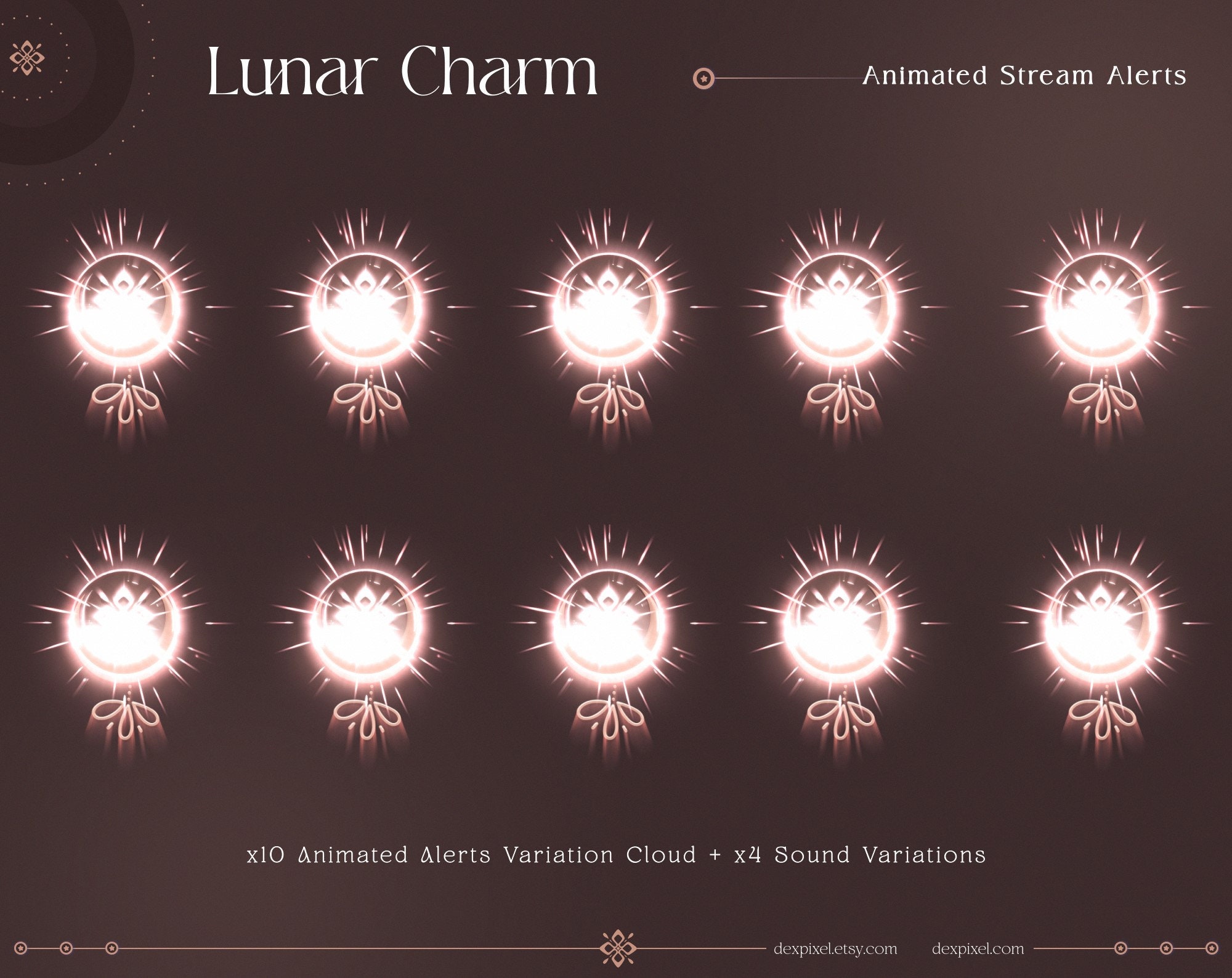 Lunar Charm Animated Stream Alerts | Celestial Brown, Sound Effects - Etsy