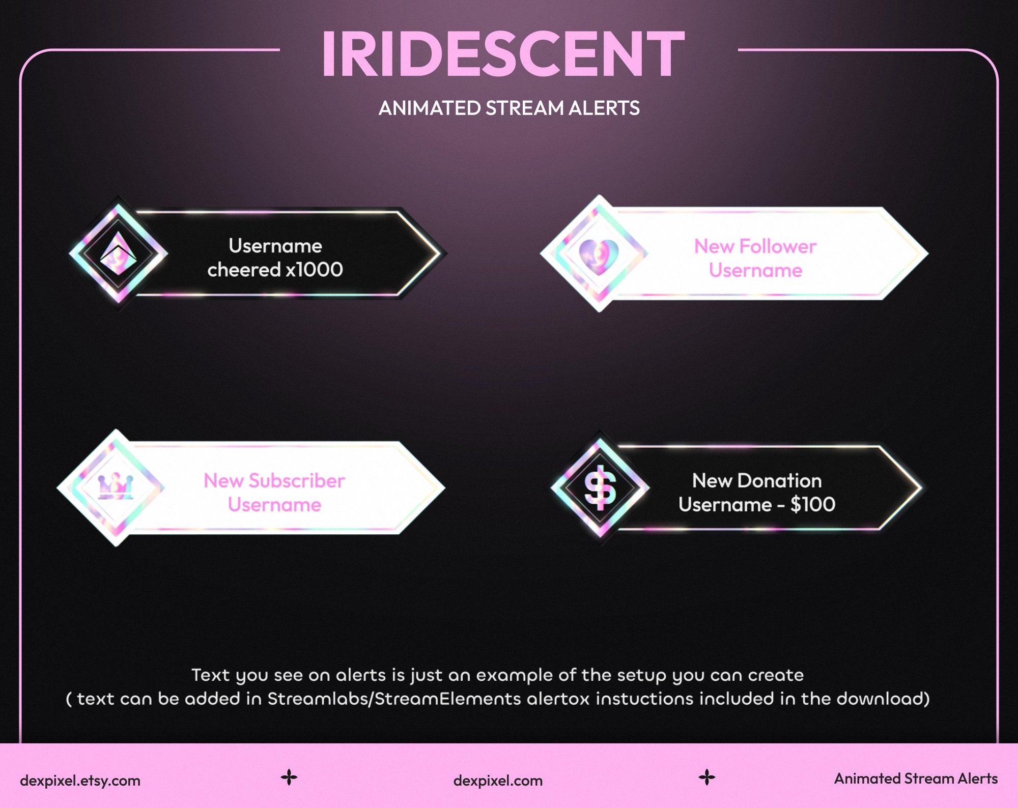 Iridescent Elite Twitch Animated Stream Alerts Holographic - Etsy Iridescent Elite Twitch Animated Stream Alerts Holographic - Etsy