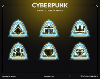 Cyberpunk Animated Twitch Alerts | Neon Glitch Sci-Fi Stream Pack