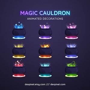 Animated Magic Cauldron Stream Decoration: 10 Potion Colors (Digital Download)