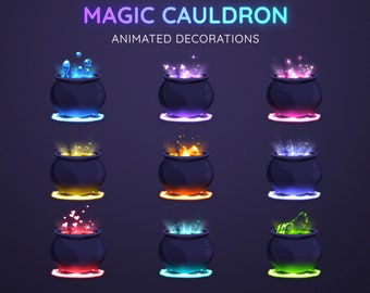 Animated Magic Cauldron Stream Decoration: 10 Potion Colors (Digital Download)