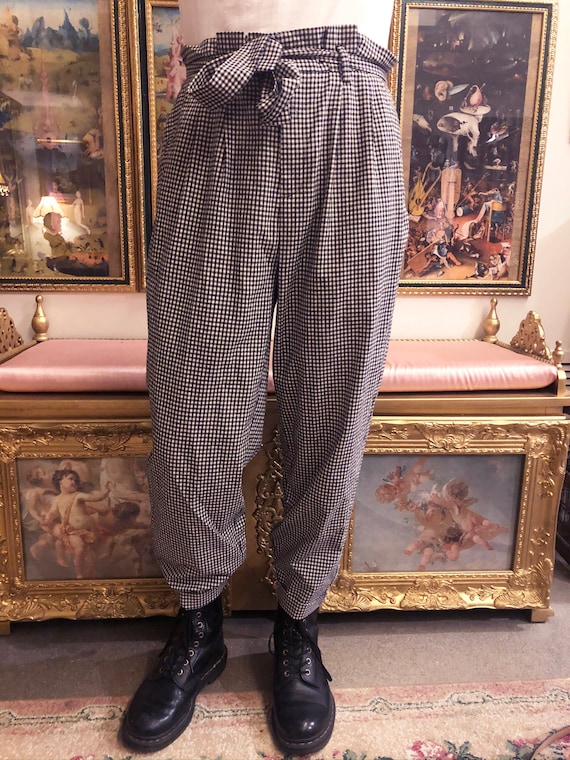 Checkered Paperbag Pants
