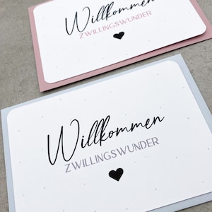 Zwillinge Glückwunschkarte zur Geburt für Jungen und Mädchen, Postkarte zur Geburt schwarz-weiß, Zwillingskarte zur Geburt