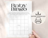 Baby Geschenke Bingo Lustiges Babyparty Spiel, DIGITALER DOWNLOAD ausdrucken, Babyshower Karte Deutsch, Tippkarte Minimalistisch Spielkarte