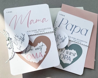 Glückslos Schwangerschaft verkünden, Rubbellos Du wirst Oma, Du wirst Opa, Überraschung Papa, Wir bekommen ein Baby, Graue Punkte