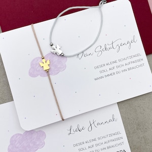 Armband mit Schutzengel für Mädchen mit personalisierter Karte, Weihnachtsengel Schmuck Gold Silber, Geschenk zu Weihnachten Adventskalender