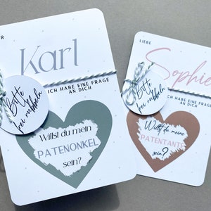 Rubbelkarte Patentante fragen, Patenonkel fragen personalisiert mit Name, Willst du meine Patentante sein, Willst du mein Patenonkel sein