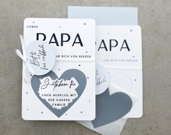 Gutschein für Papa, Vatertagskarte mit Rubbelherz, Geschenk zum Vatertag