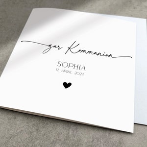 Modern personalized confirmation card, folding card with large name, handlettering confirmation card, minimalist square greeting card image 4