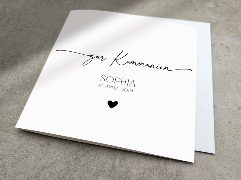 Modern personalized confirmation card, folding card with large name, handlettering confirmation card, minimalist square greeting card image 4