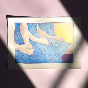 While We Wait | A3 Risograph Print | Figurative Illustration