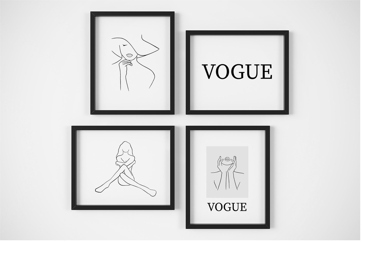 Set of 4 Vogue Prints Vogue Wall Art Woman One Line Drawing Etsy
